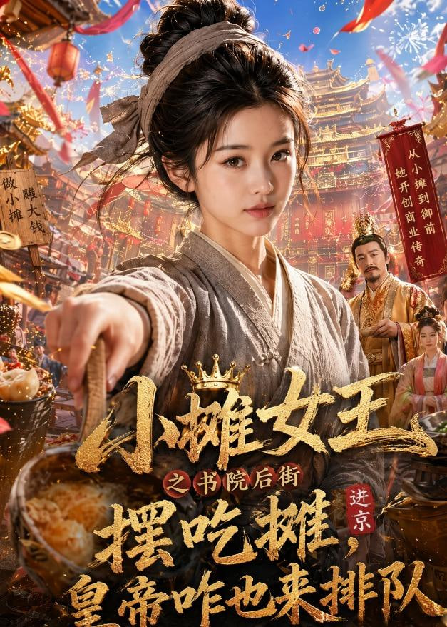 小摊女王之书院后街摆摊吃摊，皇帝咋也来排队 2026 短剧 海报